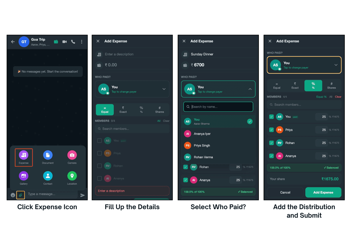 Add Expense flow UI