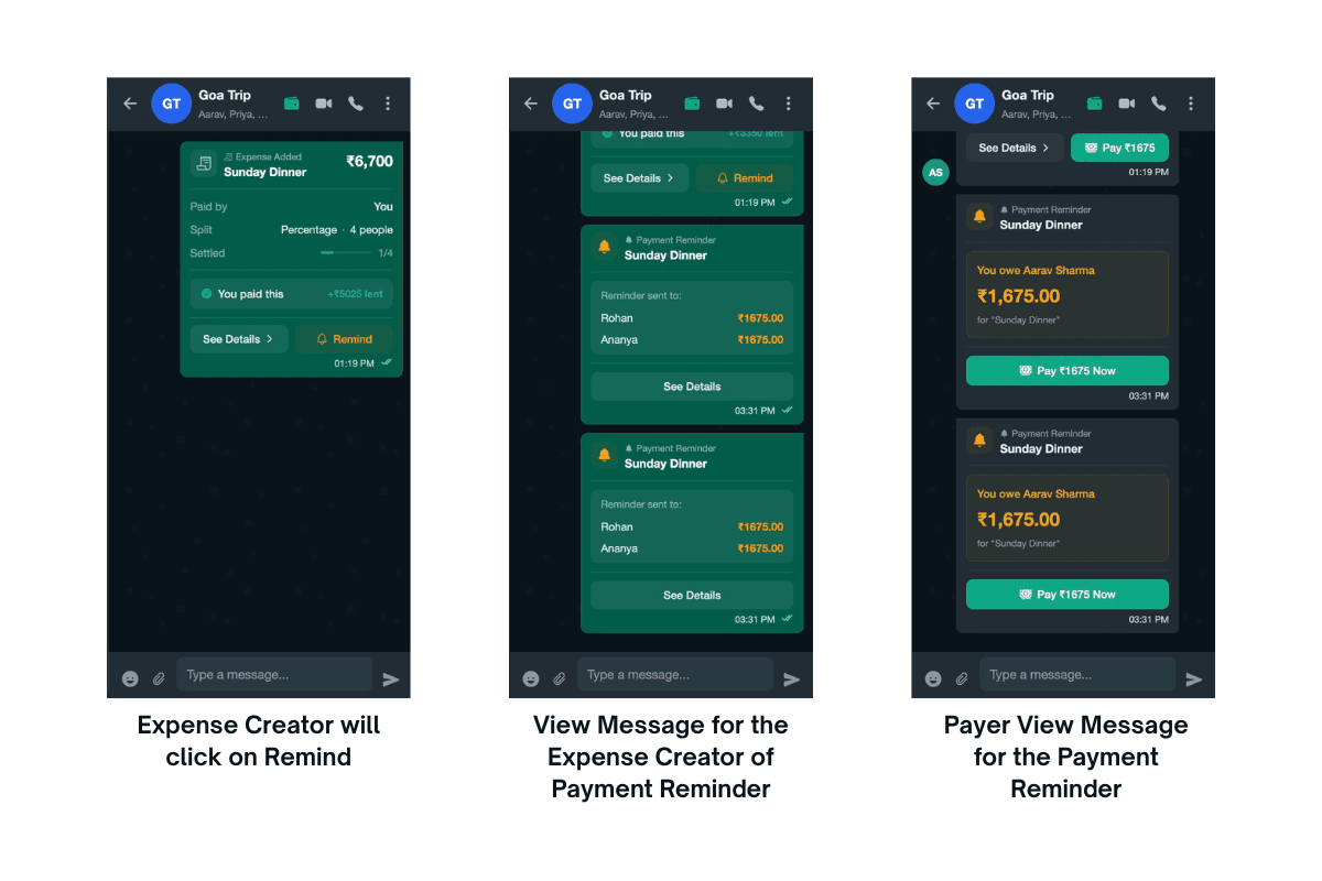 Reminder flow UI